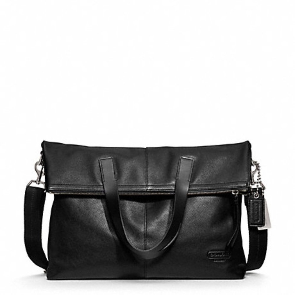 Coach Thompson Leather Perforated Foldover Tote (Coach F70718)